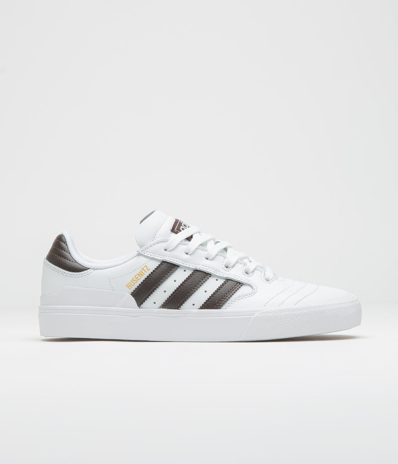 Adidas Busenitz Vulc II Shoes in FTWR White and Aurora Coffee / Gold Metallic