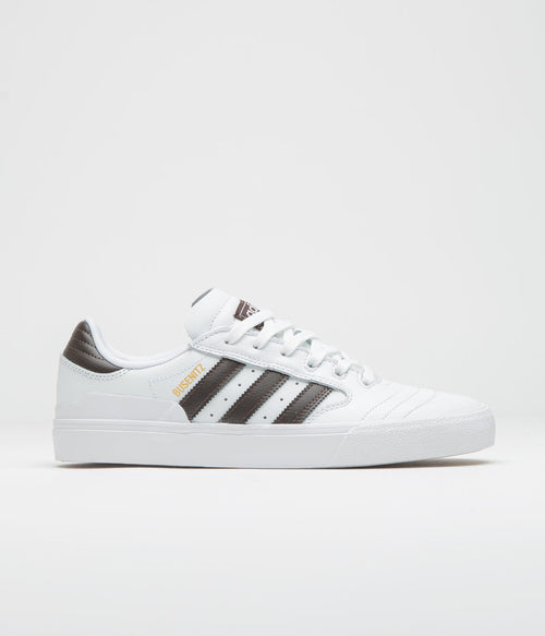 Adidas Busenitz Vulc II Shoes in FTWR White and Aurora Coffee / Gold Metallic