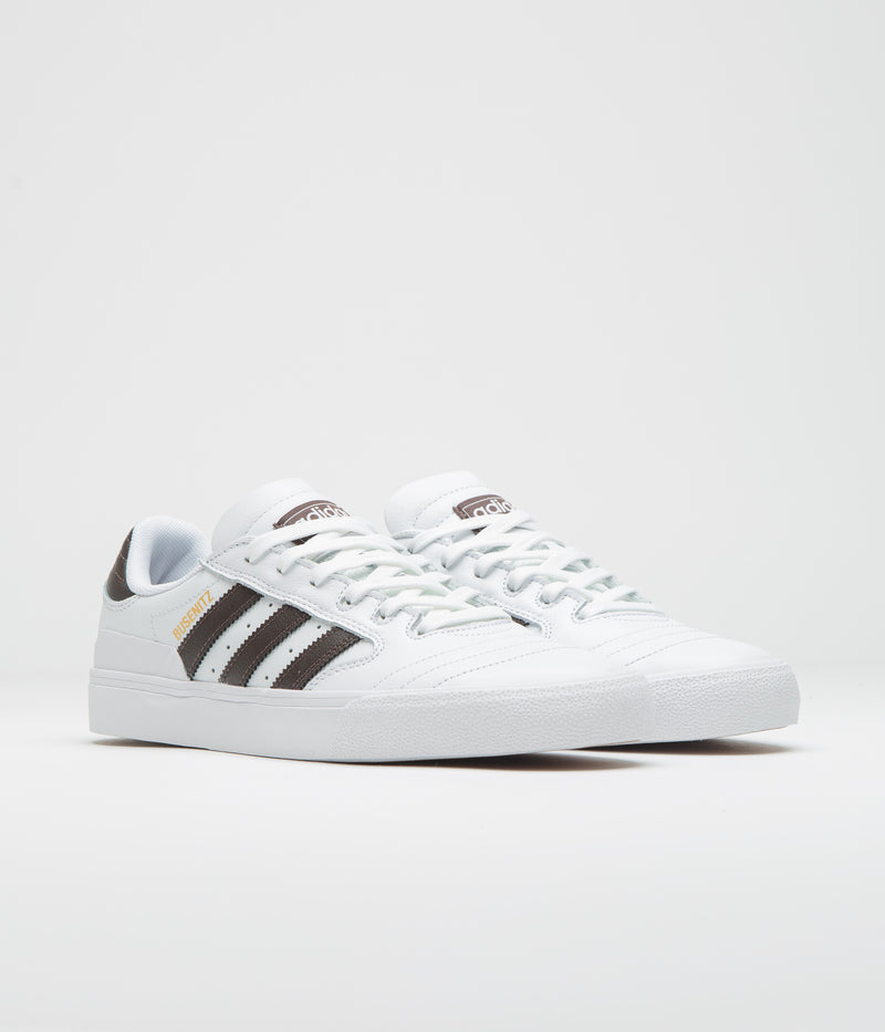 Adidas Busenitz Vulc II Shoes in FTWR White and Aurora Coffee / Gold Metallic