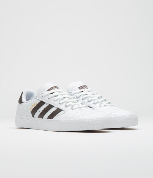 Adidas Busenitz Vulc II Shoes in FTWR White and Aurora Coffee / Gold Metallic