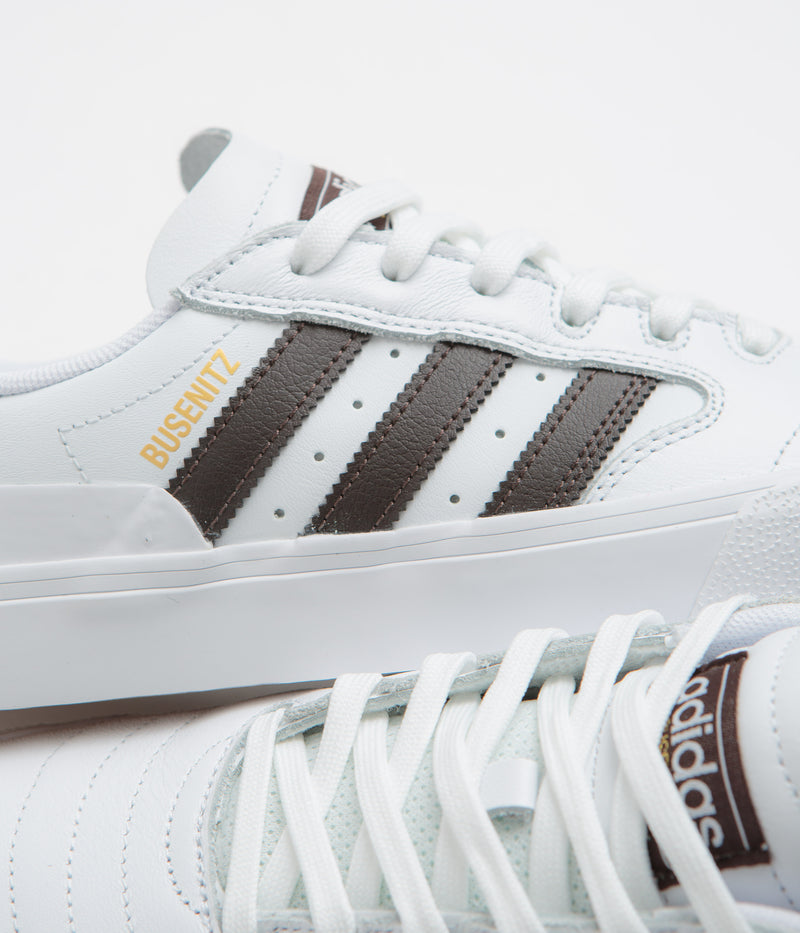 Adidas Busenitz Vulc II Shoes in FTWR White and Aurora Coffee / Gold Metallic