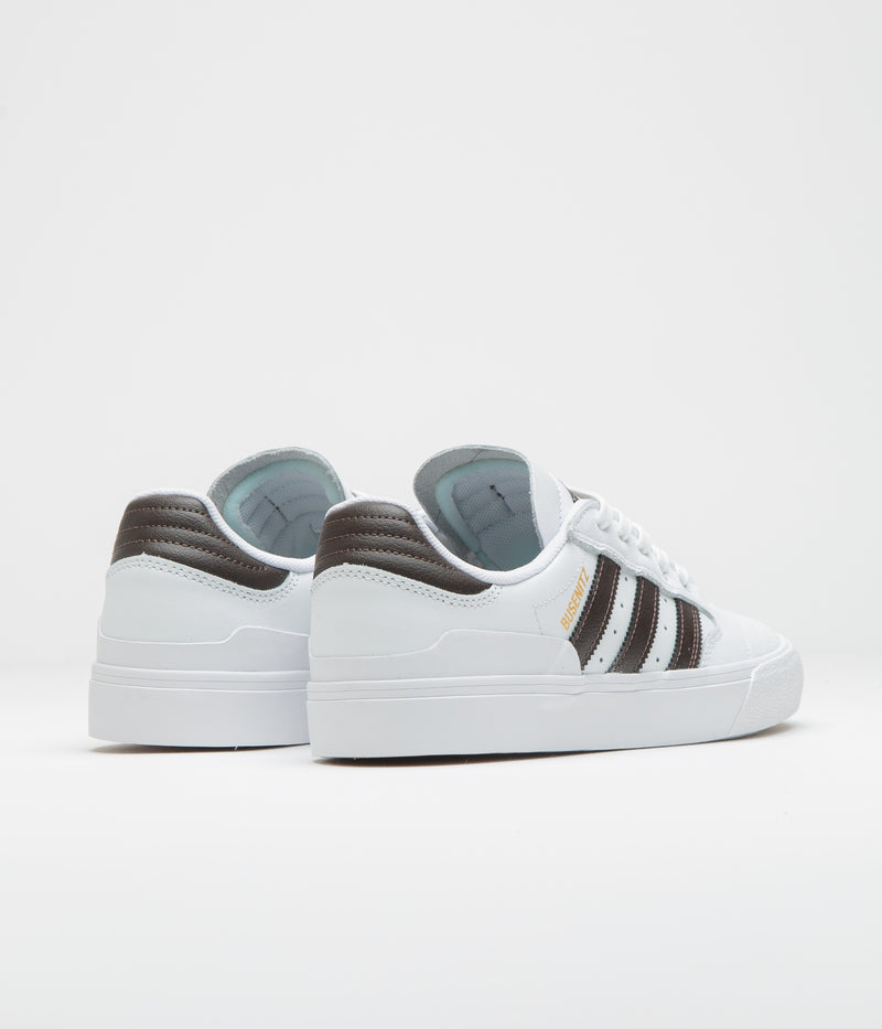 Adidas Busenitz Vulc II Shoes in FTWR White and Aurora Coffee / Gold Metallic