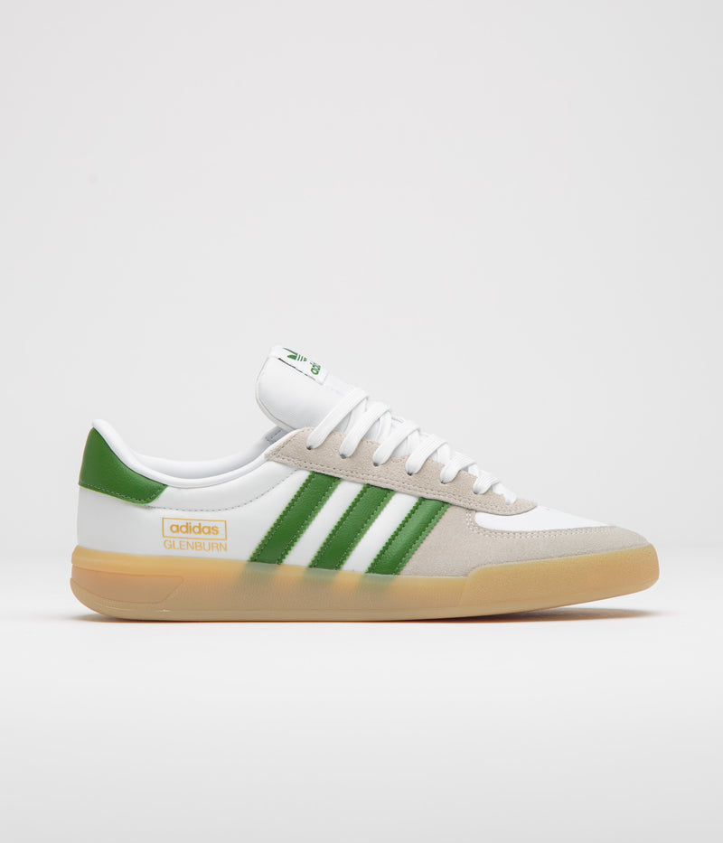 Adidas Glenburn Shoes in FTWR White and Crew Green / Gum3