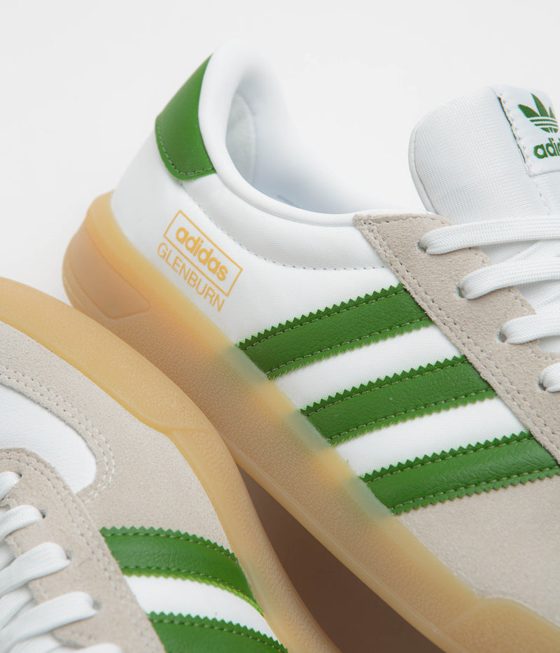 Adidas Glenburn Shoes in FTWR White and Crew Green / Gum3