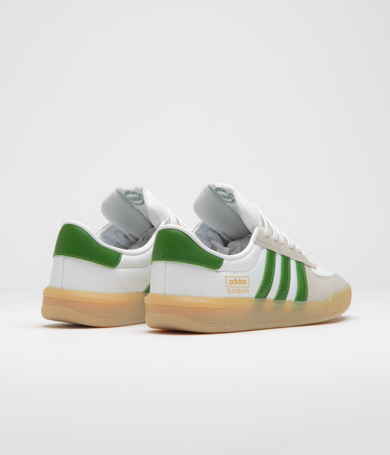 Adidas Glenburn Shoes in FTWR White and Crew Green / Gum3