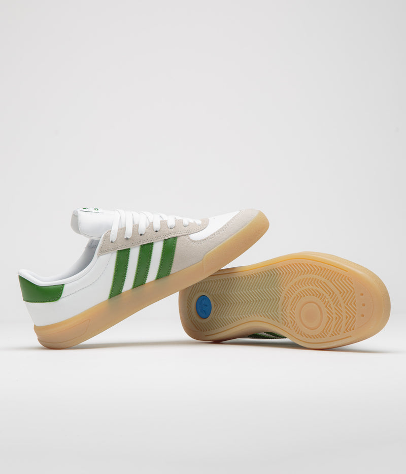 Adidas Glenburn Shoes in FTWR White and Crew Green / Gum3