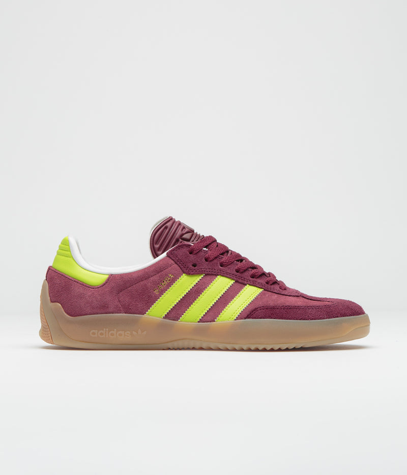 Adidas Puig Samba Shoes in Maroon and Semi Solar Yellow / Shadow Red