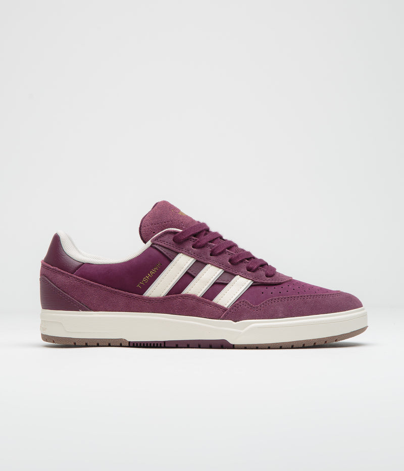 Adidas Tyshawn II Shoes in Maroon and Chalk White / Gold Metallic
