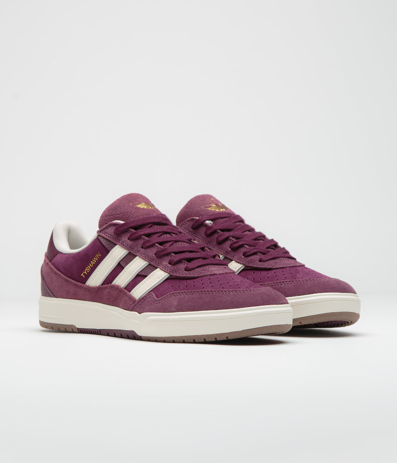 Adidas Tyshawn II Shoes in Maroon and Chalk White / Gold Metallic