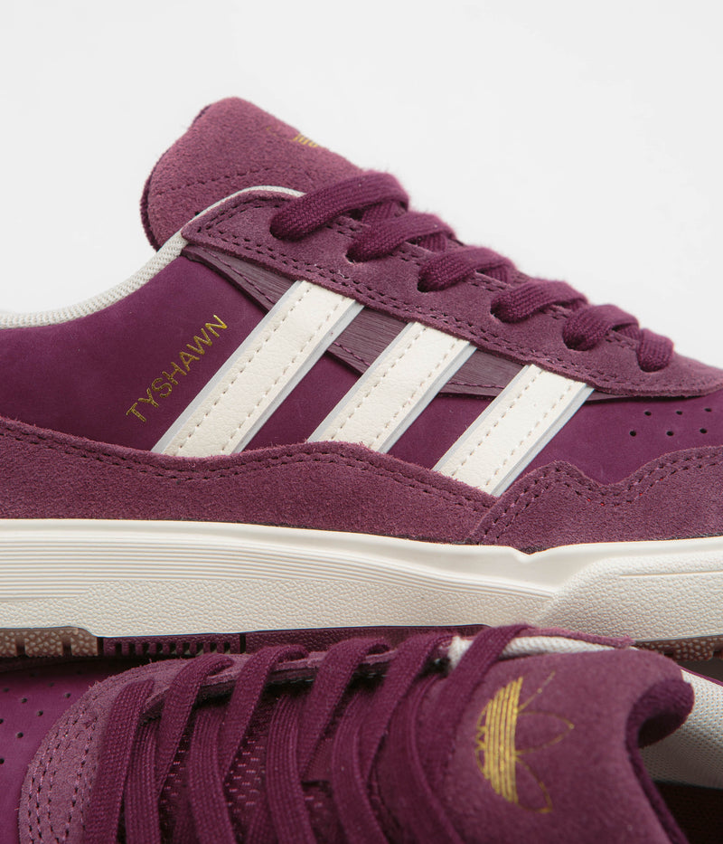 Adidas Tyshawn II Shoes in Maroon and Chalk White / Gold Metallic
