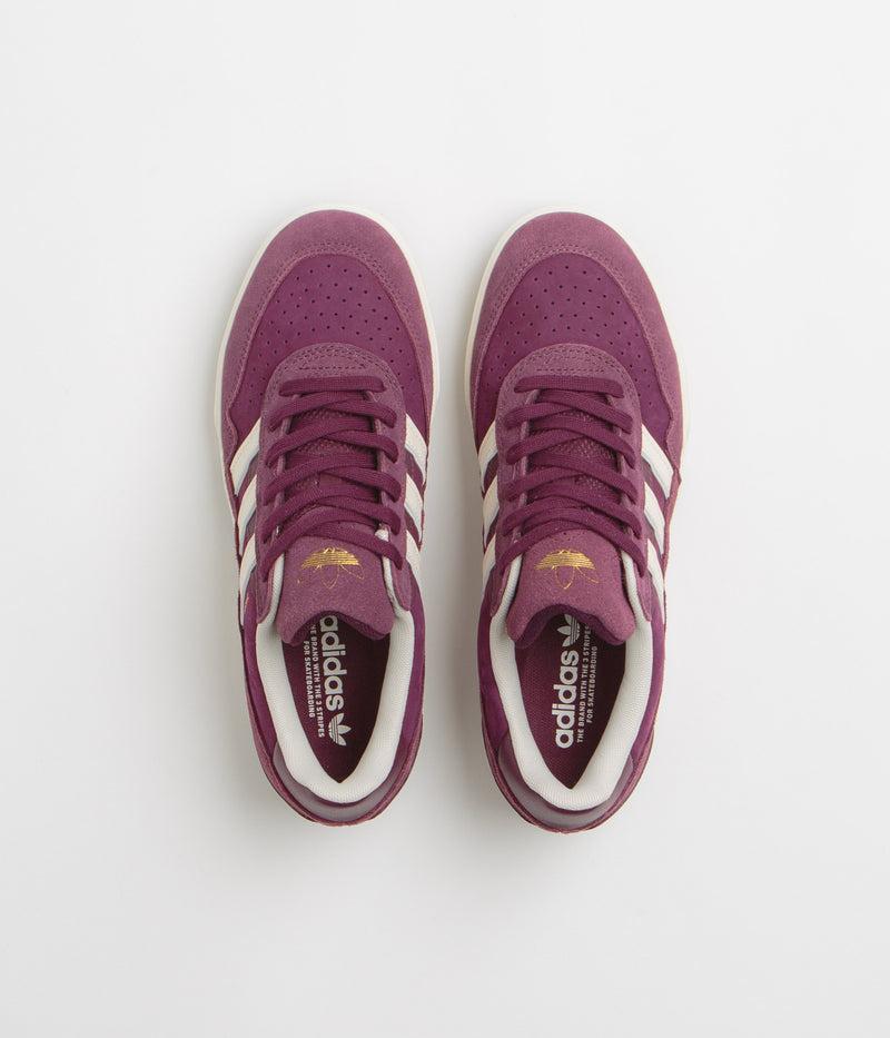 Adidas Tyshawn II Shoes in Maroon and Chalk White / Gold Metallic