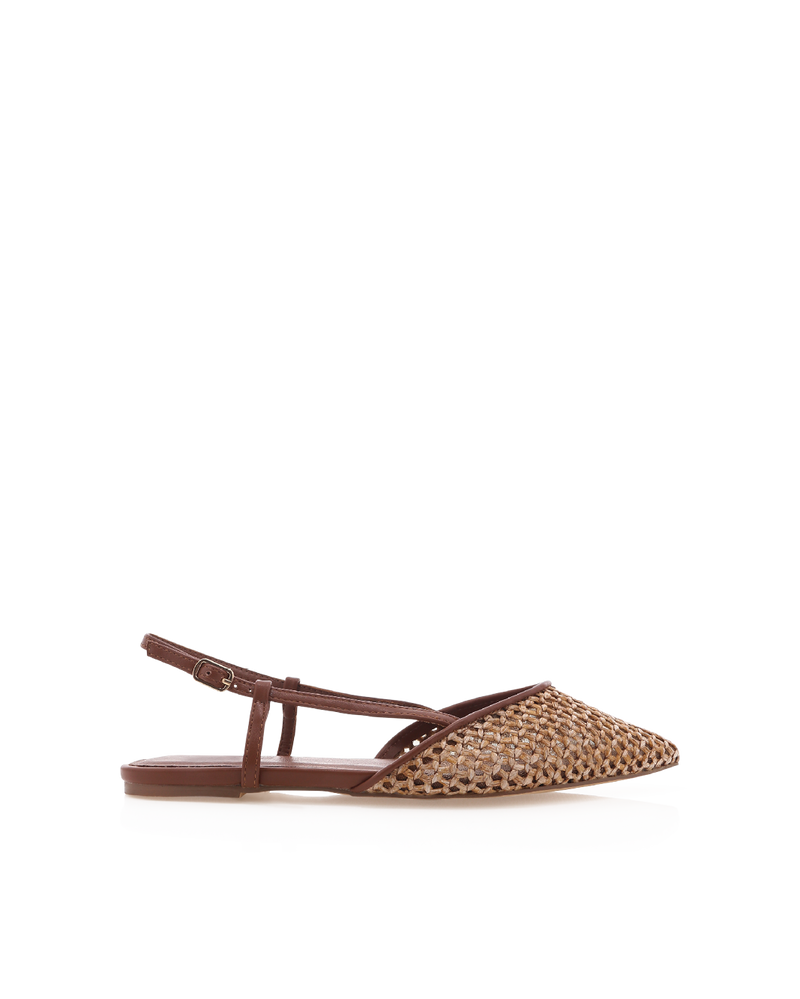 ALISON - DARK TAN-NATURAL RAFFIA-Flats-Billini-Billini