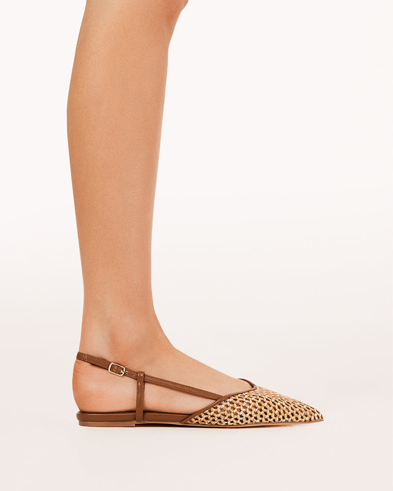 ALISON - DARK TAN-NATURAL RAFFIA-Flats-Billini-Billini