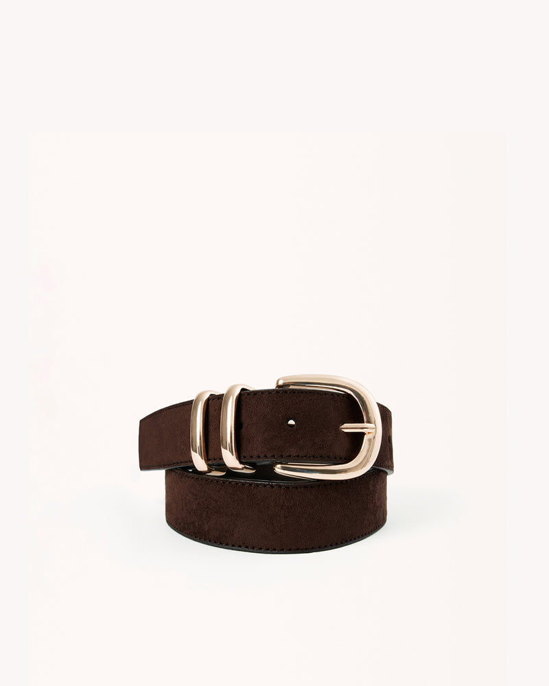 AMANI BELT - DARK CACAO SUEDE-GOLD-BELTS-Billini-Billini