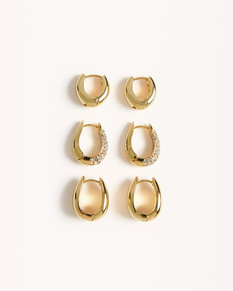 ANDIE 3 PACK EARRINGS - GOLD PLATED 18K-JEWELLERY-Billini-Billini