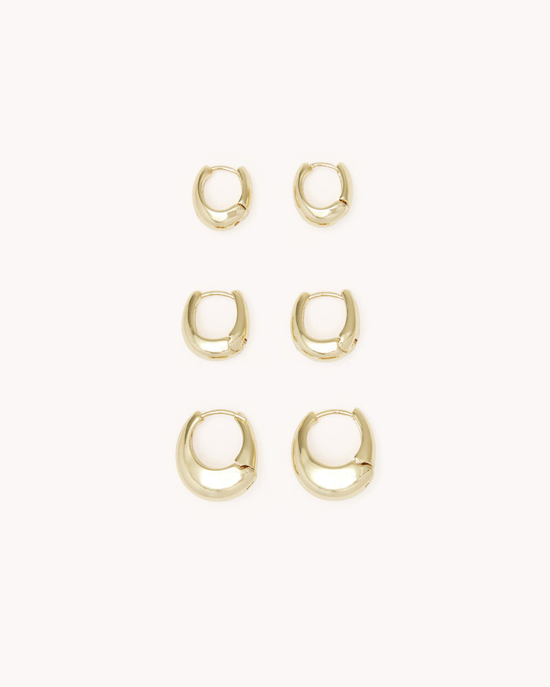 AVENA EARRING 3 PACK - GOLD PLATED 18K-JEWELLERY-Billini-O/S-Billini