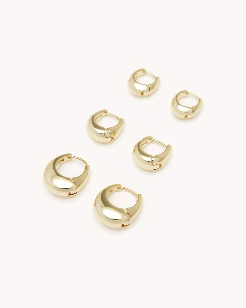 AVENA EARRING 3 PACK - GOLD PLATED 18K-JEWELLERY-Billini-O/S-Billini