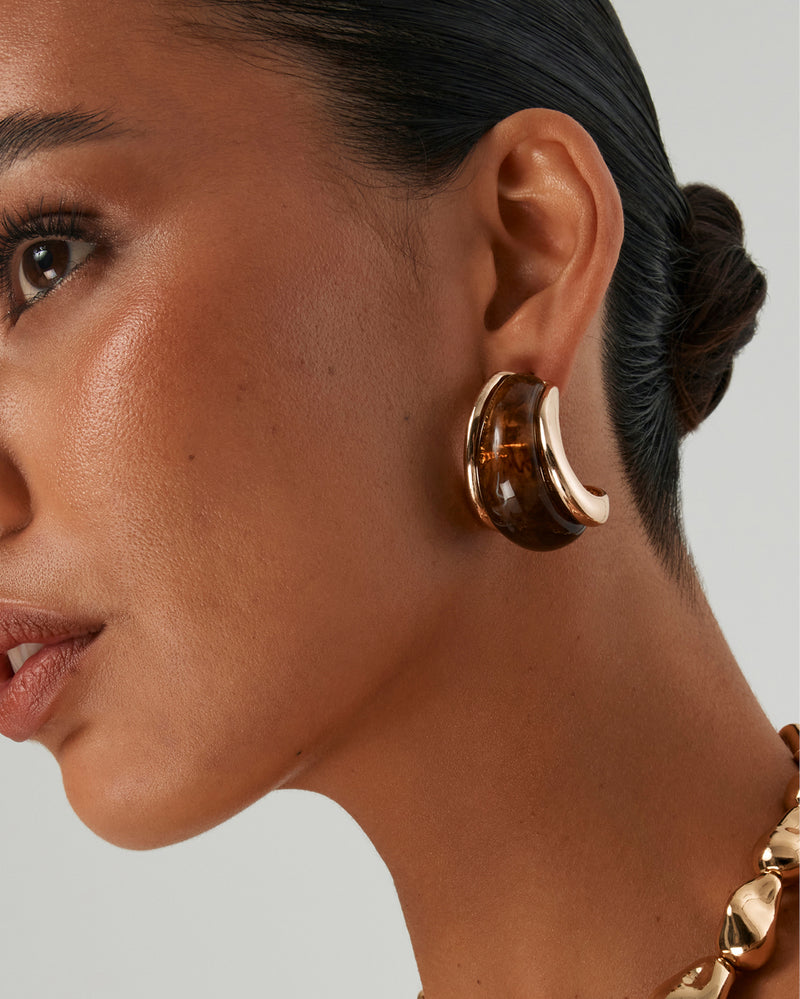 BETTY EARRINGS - GOLD-TOFFEE TORT-JEWELLERY-Billini-Billini