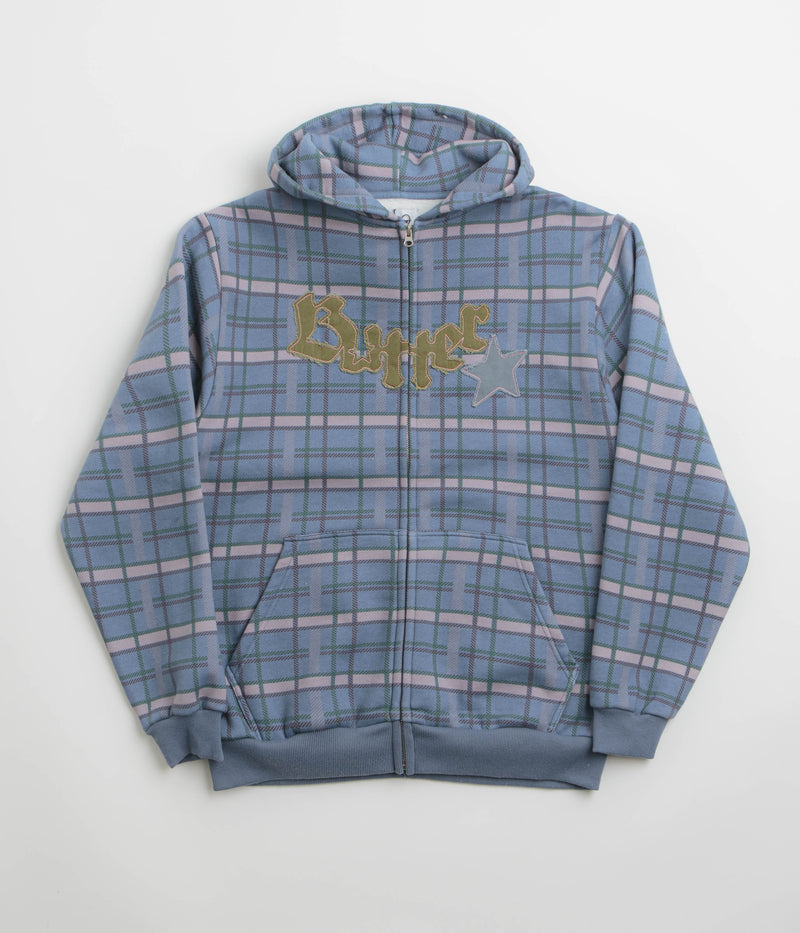 Butter Goods Edge Applique Zip-Thru Hoodie in Plaid