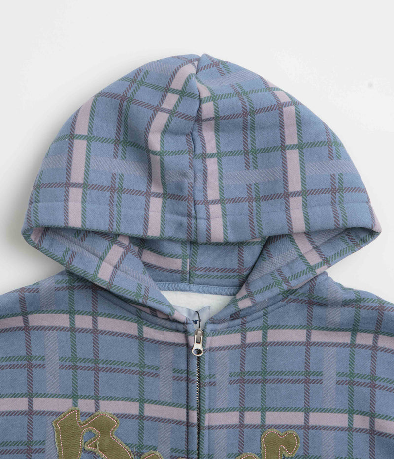 Butter Goods Edge Applique Zip-Thru Hoodie in Plaid