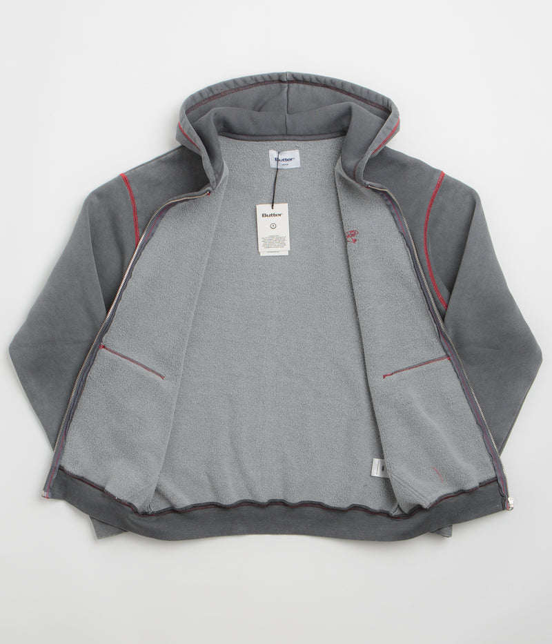 Butter Goods Jive Zip-Thru Hoodie in Washed Black