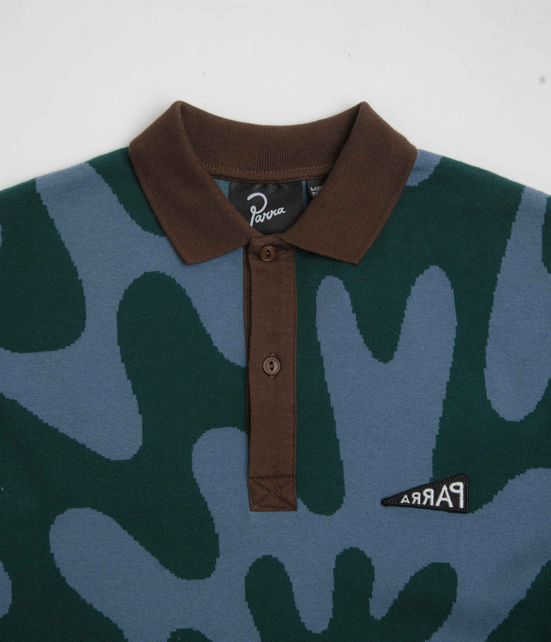 by Parra Splashed Polo Shirt in Pine Green