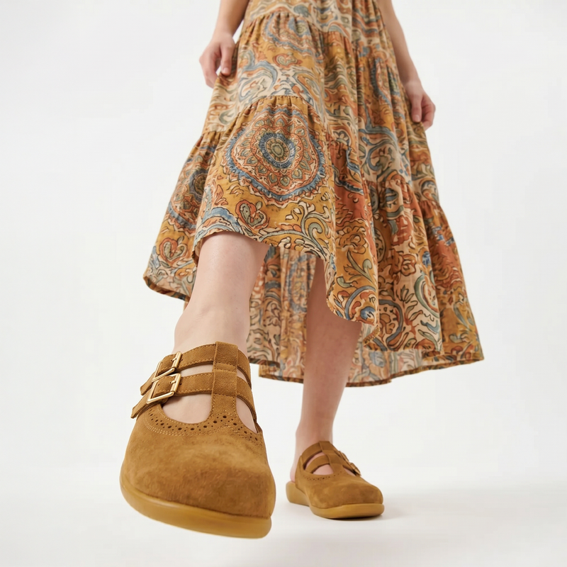 Camel Suede Women's Mary Jane Clogs