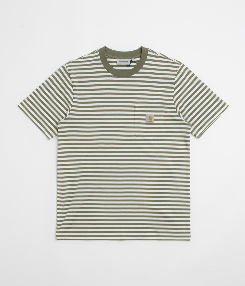 Carhartt Ezra Pocket T-Shirt in Ezra Stripe and Leaf / Wax