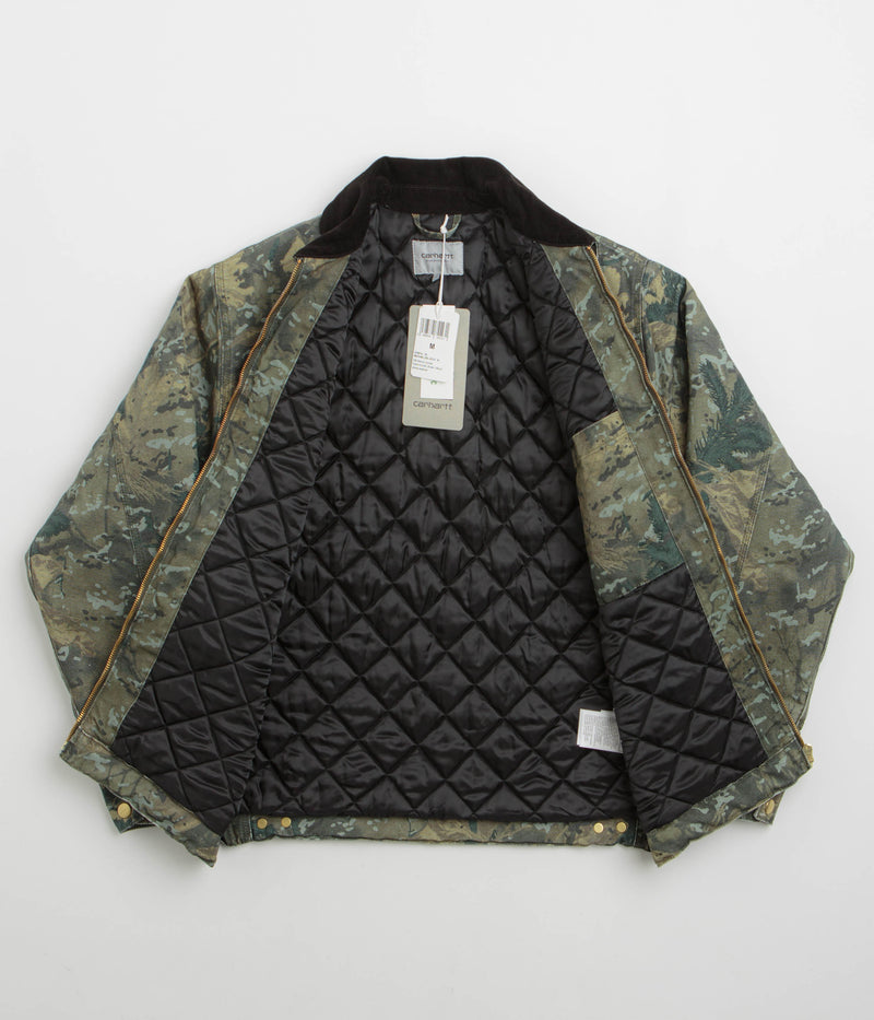 Carhartt OG Detroit Jacket in Camo Combi and Green / Black Stone Washed