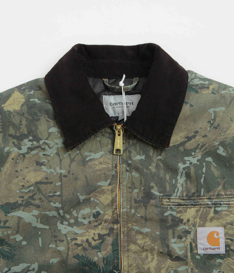 Carhartt OG Detroit Jacket in Camo Combi and Green / Black Stone Washed