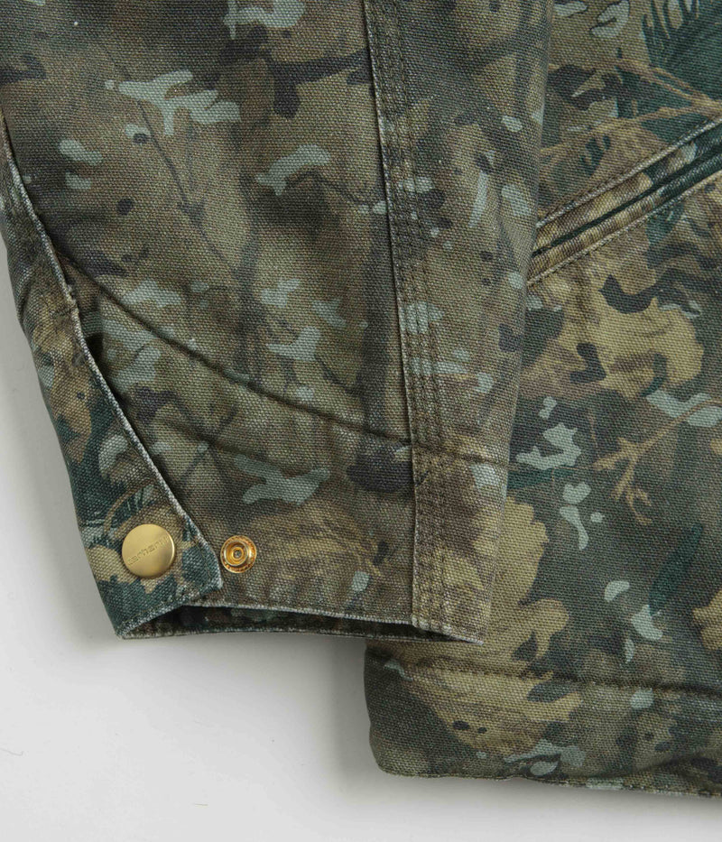 Carhartt OG Detroit Jacket in Camo Combi and Green / Black Stone Washed