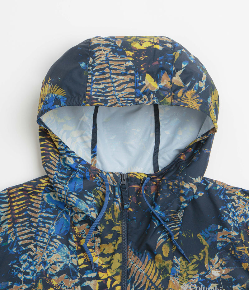Columbia Challenger II Printed Windbreaker Jacket in Mountain Blue Geofern and Collegiate Navy