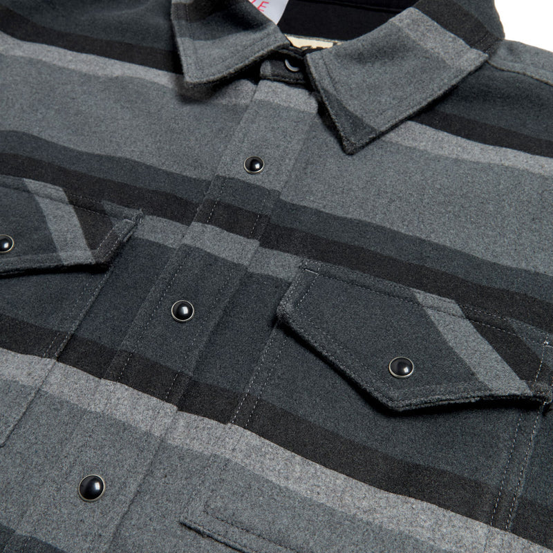 Creature Horizon Long Sleeve Flannel Shirt - Grey Scale