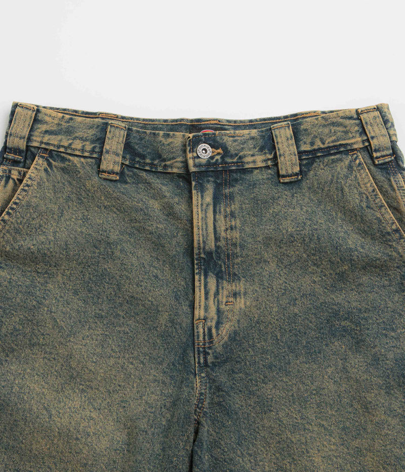 Dickies Madison Denim Shorts in Yellow Fade Indigo