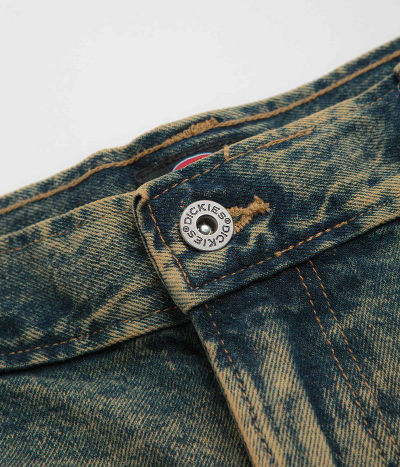 Dickies Madison Denim Shorts in Yellow Fade Indigo