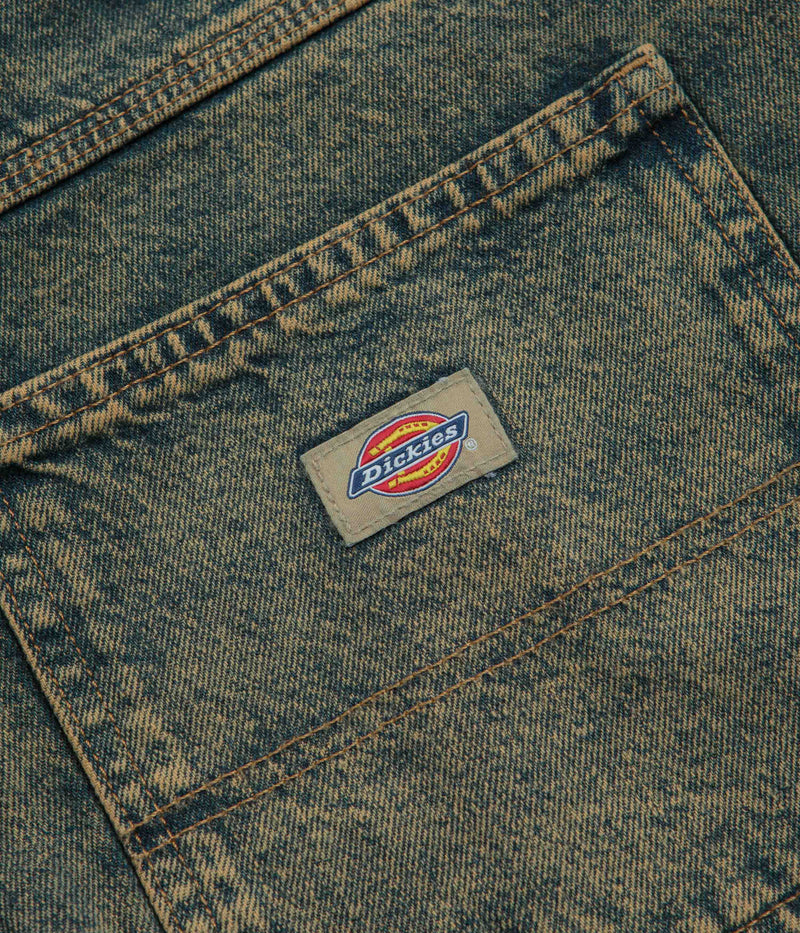 Dickies Madison Denim Shorts in Yellow Fade Indigo