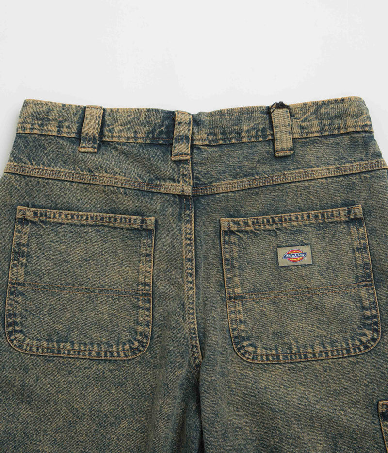 Dickies Madison Denim Shorts in Yellow Fade Indigo