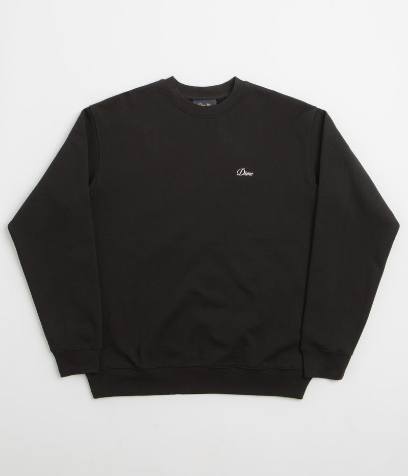 Dime Cursive Small Logo Crewneck Sweatshirt in Black