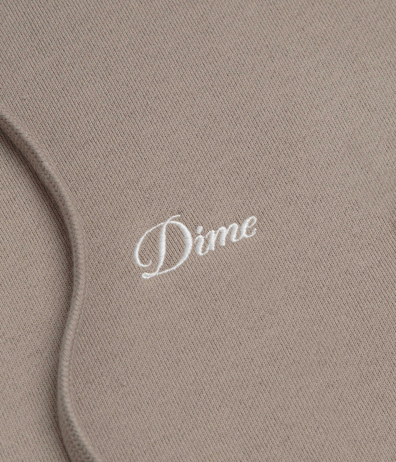 Dime Cursive Small Logo Full Zip Hoodie in Driftwood