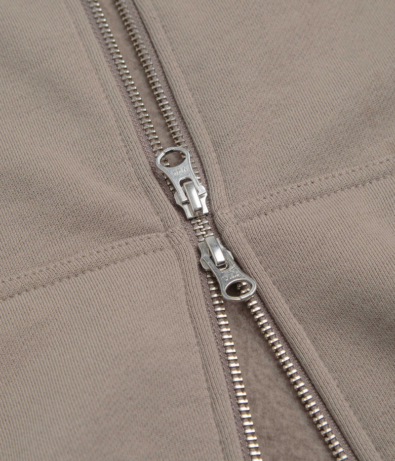Dime Cursive Small Logo Full Zip Hoodie in Driftwood