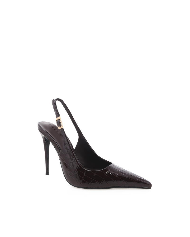 GIOVINA - DARK CACAO PATENT CROC-PUMPS-Billini-Billini