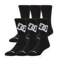 Two rows of DC Shoes Graffik Logo Crew Socks 3-Pack (black with large white DC logo and star), totaling six pairs.