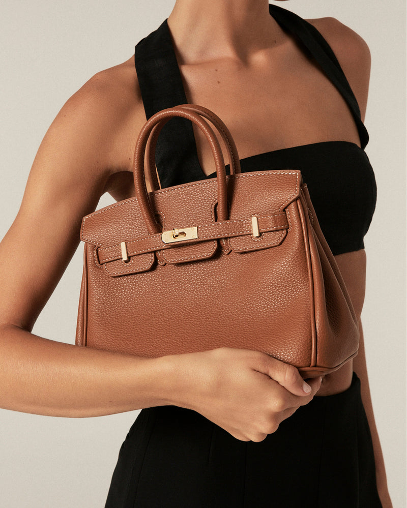 HAMPTON HANDLE BAG - TAN PEBBLE-Handbags-Billini-Billini