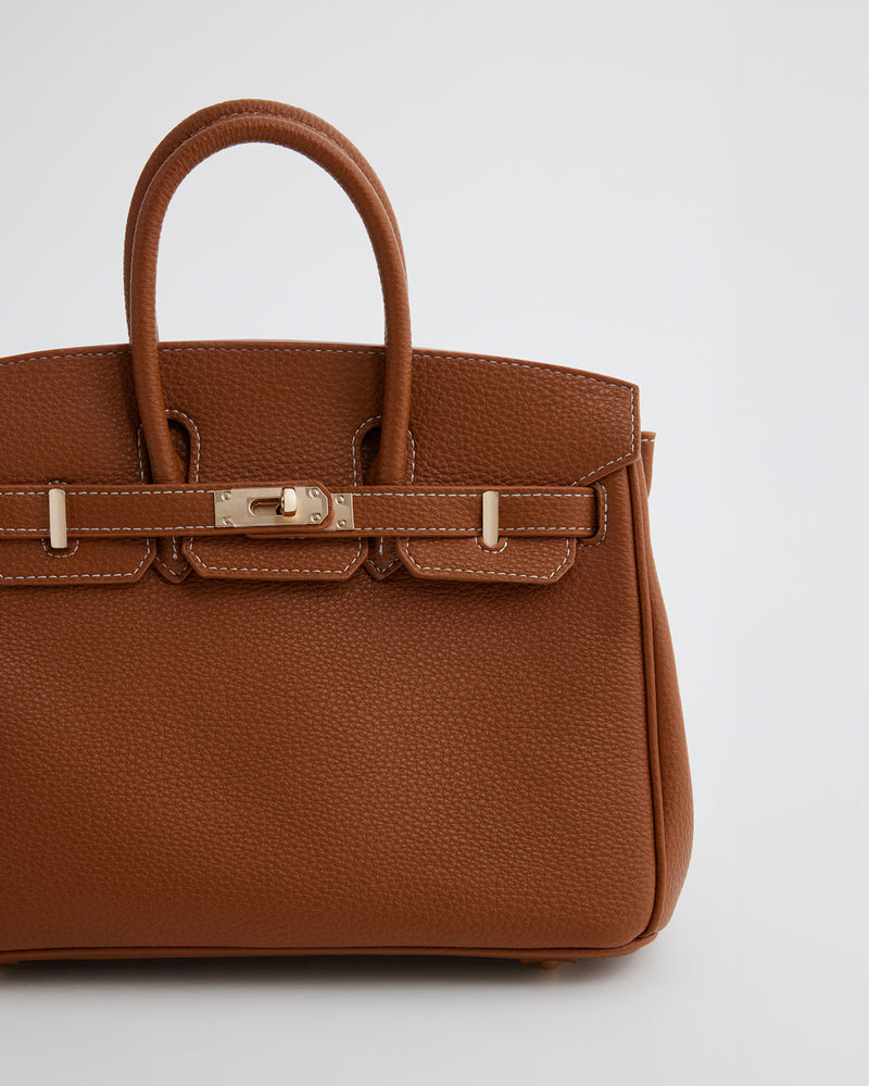HAMPTON HANDLE BAG - TAN PEBBLE-Handbags-Billini-Billini