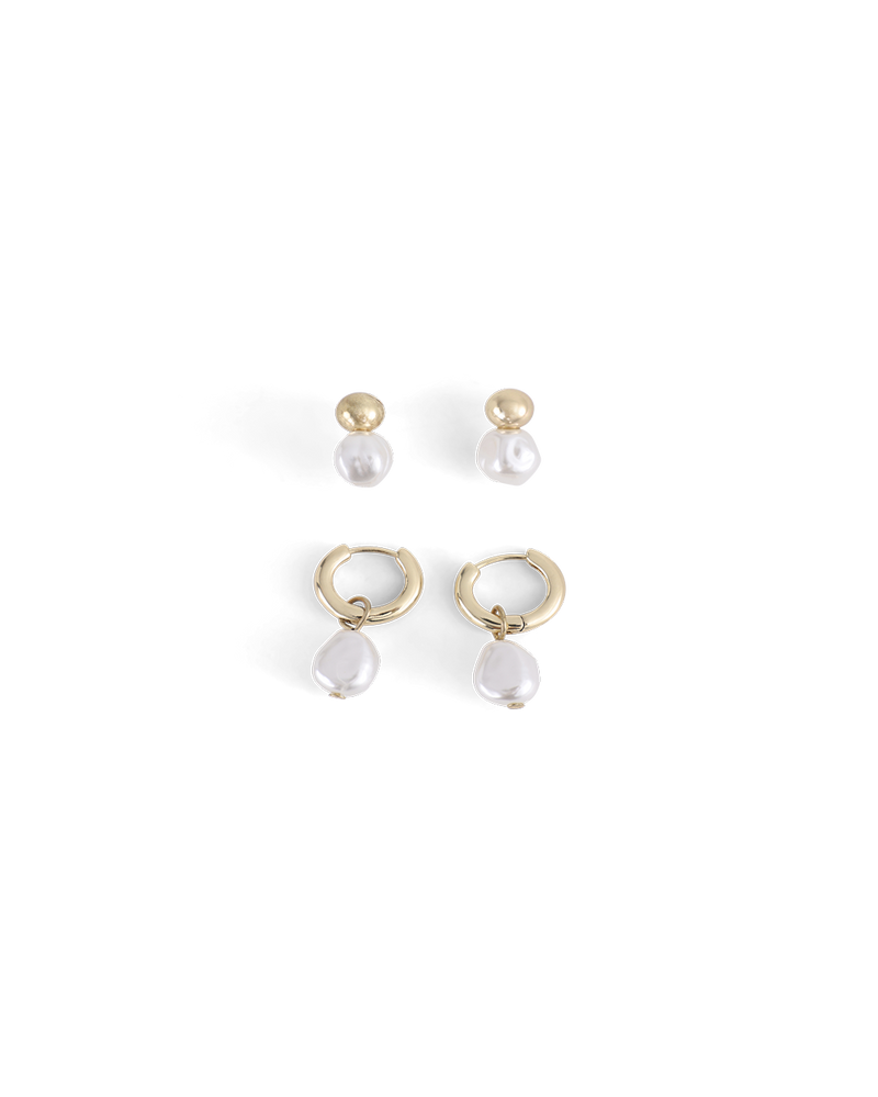 IVY EARRING 2 PACK - GOLD-PEARL-JEWELLERY-Billini-Billini