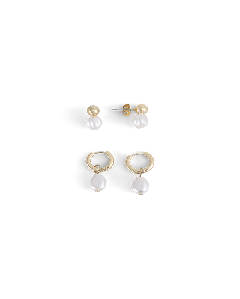 IVY EARRING 2 PACK - GOLD-PEARL-JEWELLERY-Billini-Billini