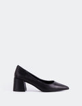 L'INTERVALLE Josephine Women's Shoe Mid Heel Pumps Black Leather