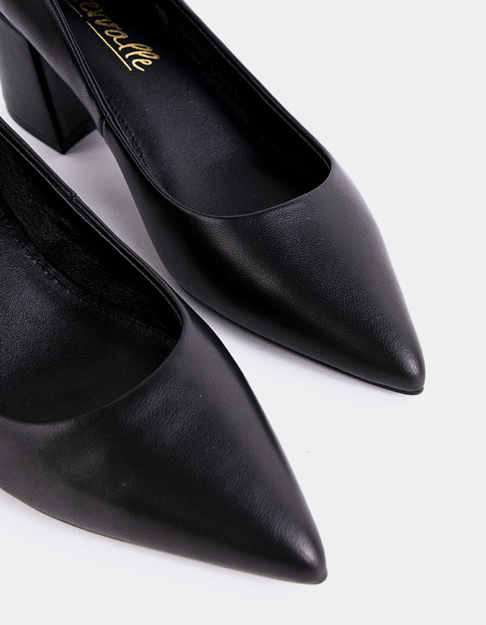 L'INTERVALLE Josephine Women's Shoe Mid Heel Pumps Black Leather
