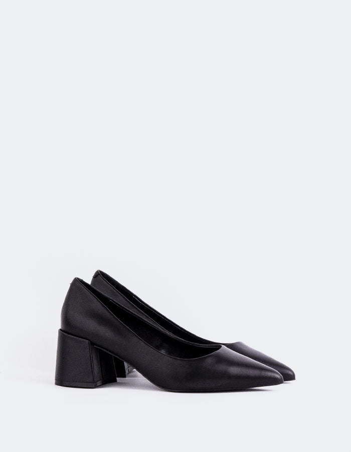L'INTERVALLE Josephine Women's Shoe Mid Heel Pumps Black Leather