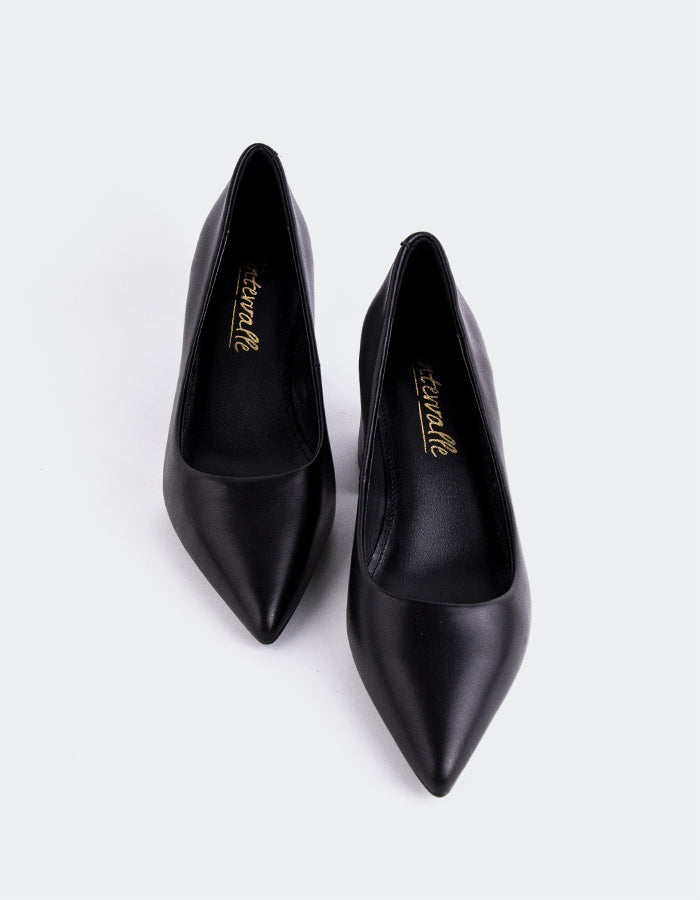 L'INTERVALLE Josephine Women's Shoe Mid Heel Pumps Black Leather
